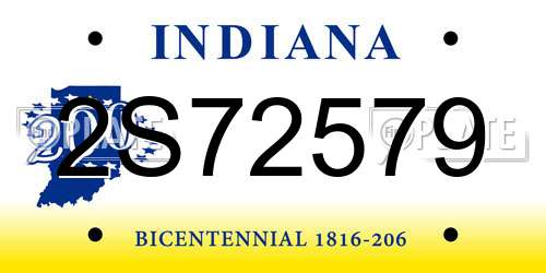 2S72579 Indiana License Plate