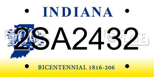 2SA2432 Indiana License Plate