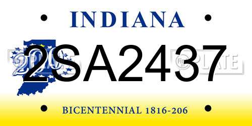 2SA2437 Indiana License Plate