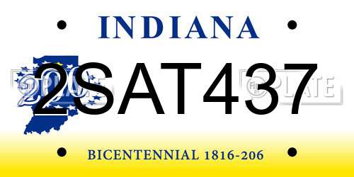 2SAT437 Indiana License Plate