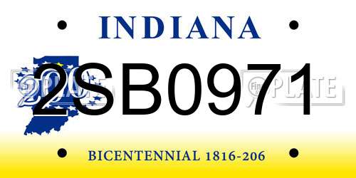 2SB0971 Indiana License Plate