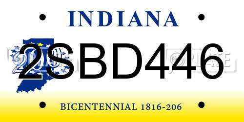 2SBD446 Indiana License Plate