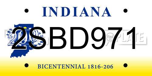 2SBD971 Indiana License Plate