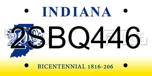 2SBQ446 Indiana License Plate