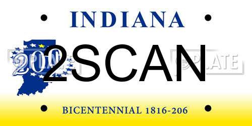 2SCAN Indiana License Plate