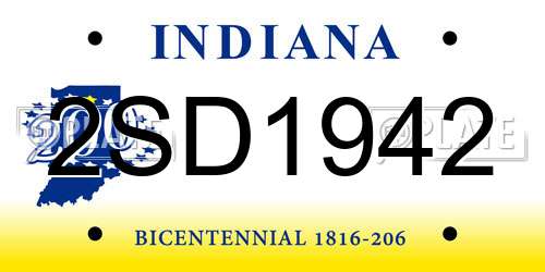 2SD1942 Indiana License Plate