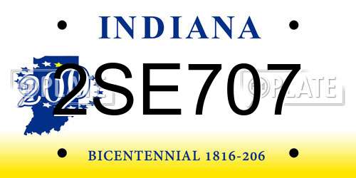2SE707 Indiana License Plate