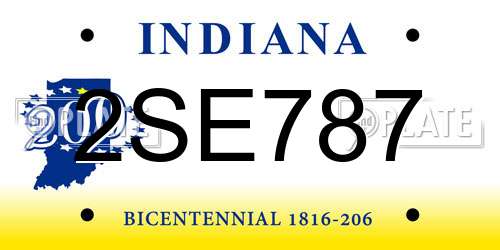 2SE787 Indiana License Plate