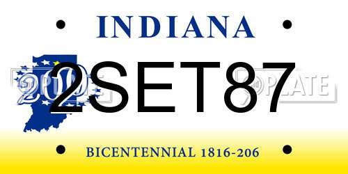 2SET87 Indiana License Plate