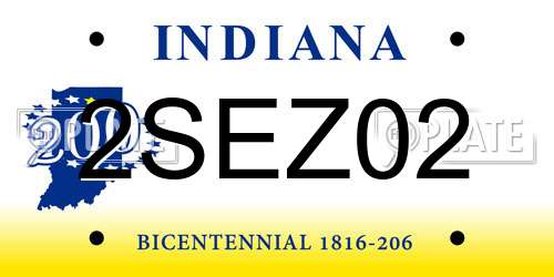 2SEZ02 Indiana License Plate