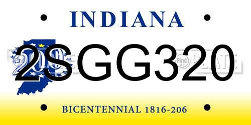 2SGG320 Indiana License Plate