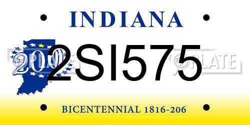 2SI575 Indiana License Plate