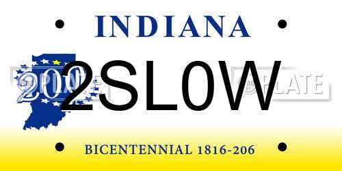 2SL0W Indiana License Plate