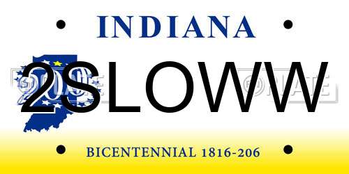 2SLOWW Indiana License Plate