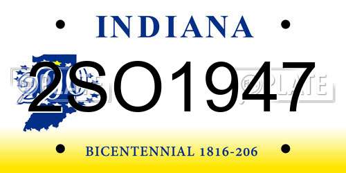 2SO1947 Indiana License Plate