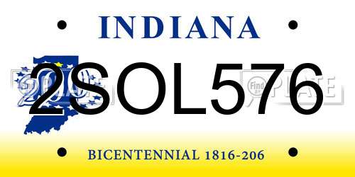 2SOL576 Indiana License Plate