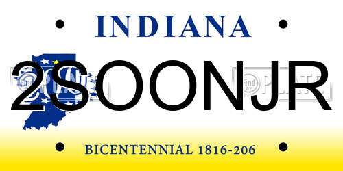 2SOONJR Indiana License Plate