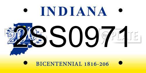2SS0971 Indiana License Plate
