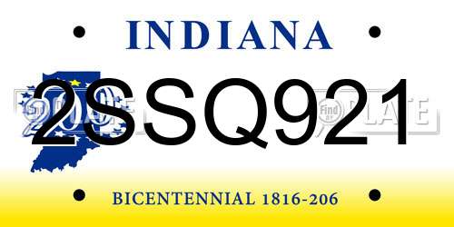 2SSQ921 Indiana License Plate