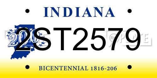 2ST2579 Indiana License Plate