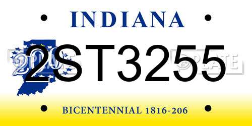 2ST3255 Indiana License Plate