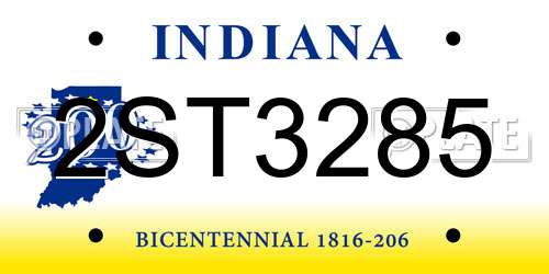 2ST3285 Indiana License Plate