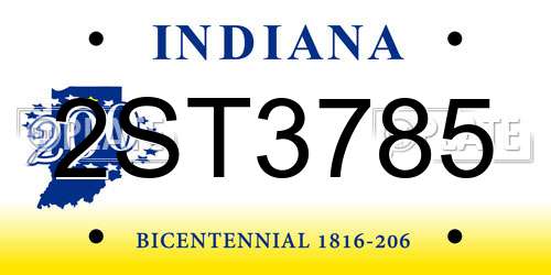 2ST3785 Indiana License Plate