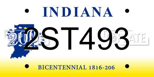 2ST493 Indiana License Plate