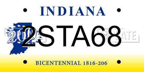 2STA68 Indiana License Plate