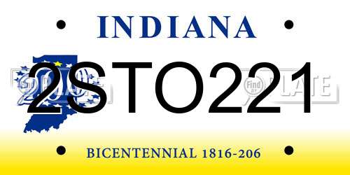 2STO221 Indiana License Plate