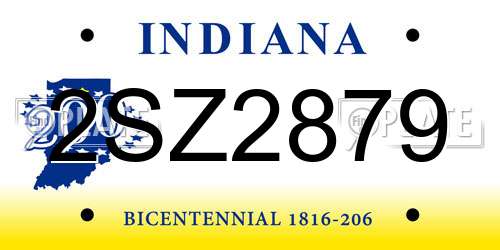 2SZ2879 Indiana License Plate