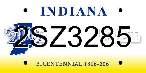 2SZ3285 Indiana License Plate