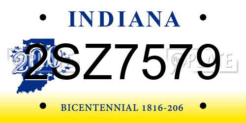 2SZ7579 Indiana License Plate