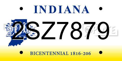 2SZ7879 Indiana License Plate