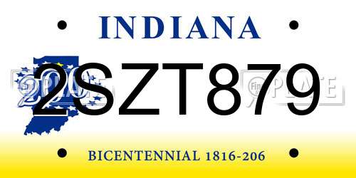 2SZT879 Indiana License Plate
