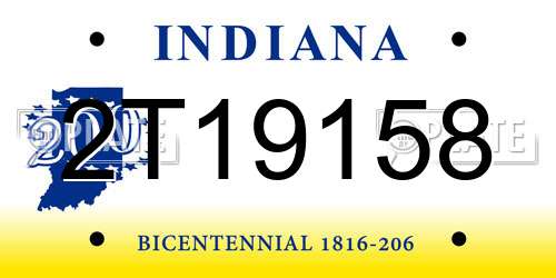 2T19158 Indiana License Plate