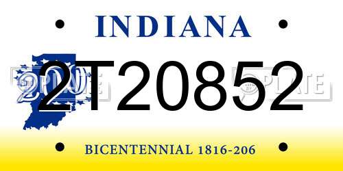 2T20852 Indiana License Plate
