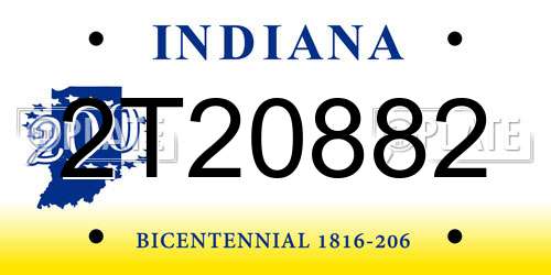 2T20882 Indiana License Plate
