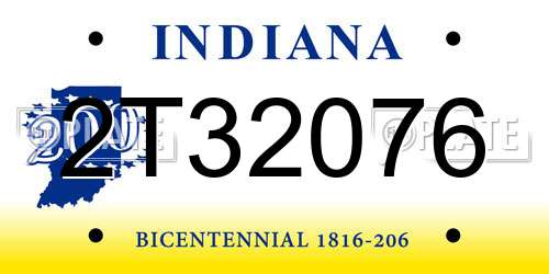 2T32076 Indiana License Plate