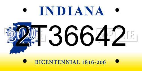 2T36642 Indiana License Plate