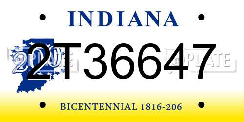 2T36647 Indiana License Plate