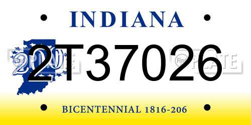 2T37026 Indiana License Plate