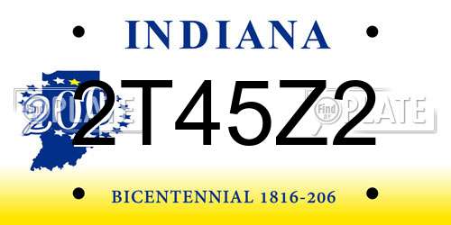 2T45Z2 Indiana License Plate