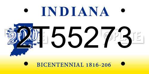 2T55273 Indiana License Plate