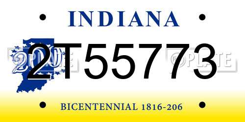 2T55773 Indiana License Plate