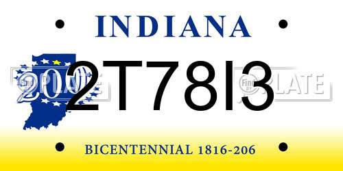 2T78I3 Indiana License Plate