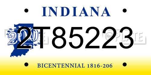 2T85223 Indiana License Plate