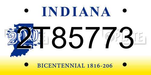 2T85773 Indiana License Plate