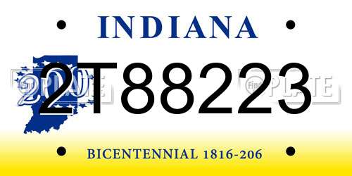 2T88223 Indiana License Plate