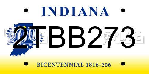 2TBB273 Indiana License Plate